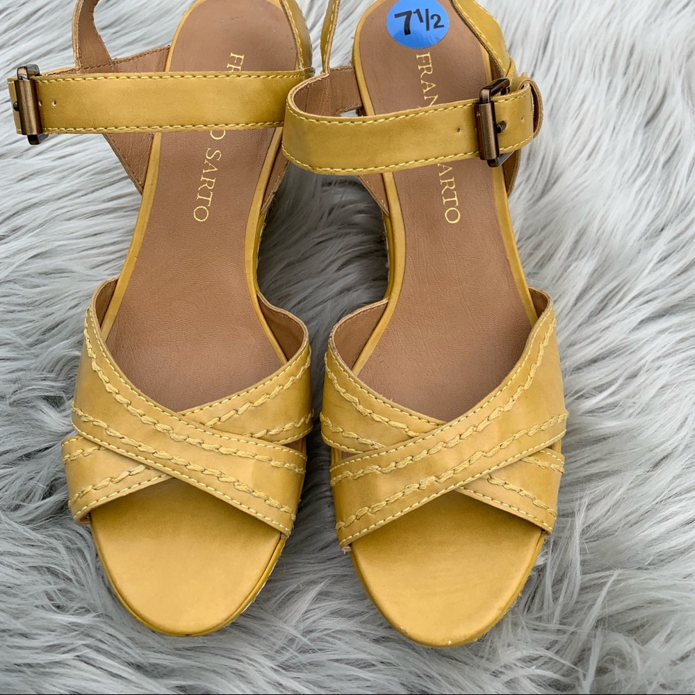 Mustard Yellow Wedge Sandal - Picture 4 of 8